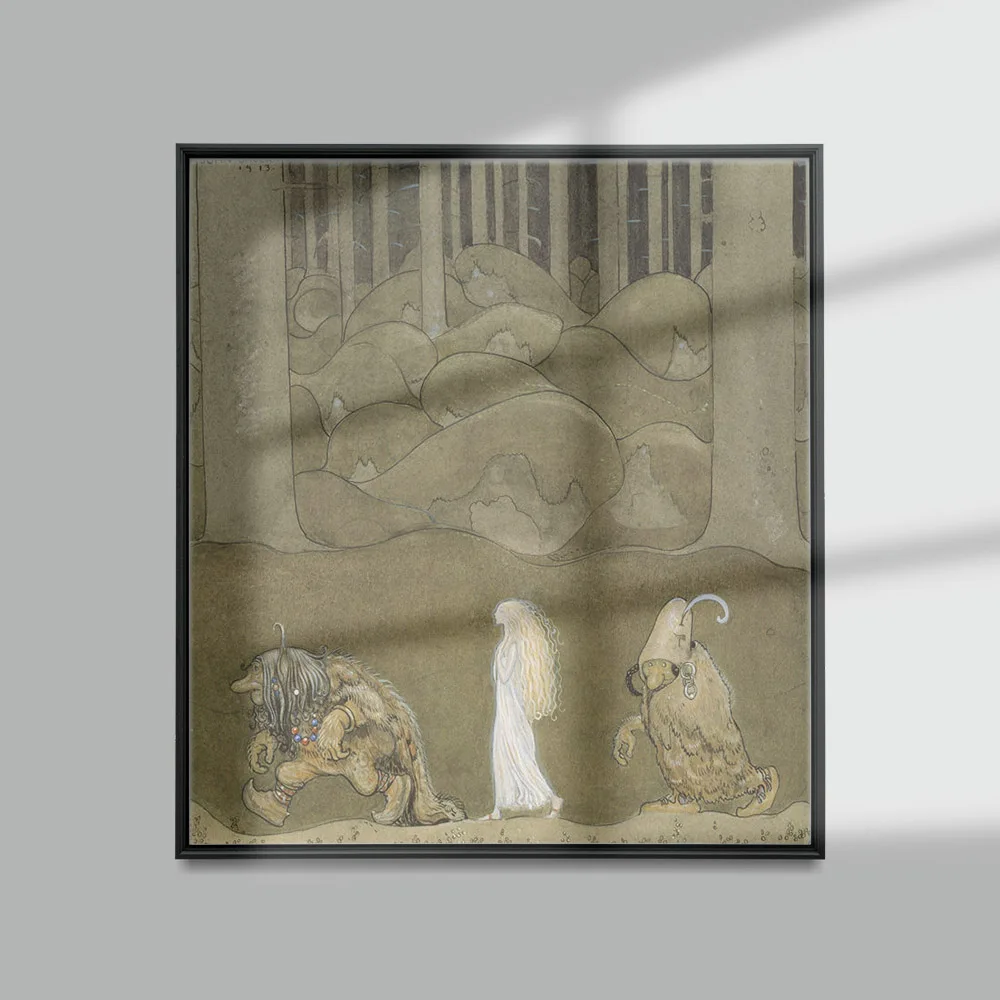 

John Albert Bauer Vintage Art Print Poster The Princess And The Trolls Wall Stickers Decor Canvas Painting