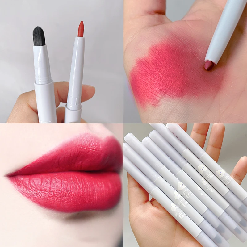 

Matte Moisturizing Waterproof Lipstick Pen With Lip Brush Is Not Easy To Decolorize Matte Lipstick Lip Liner Makeup TSLM1