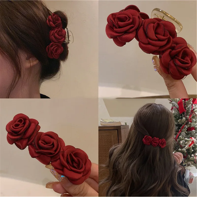 

Women Flower Camellia Hairpins Barrettes Spring Hair Clip Bands Wedding Girls Ponytail Hair Accessories Hairstyling Hairgrip