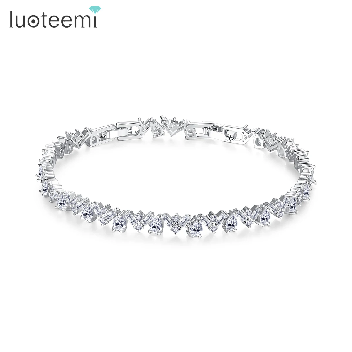 

LUOTEEMI Luxury New Fashion CZ Stone Chain Bracelet for Women Wedding Engagement Jewelry Accessories CZ Pulseira Masculina Gifts