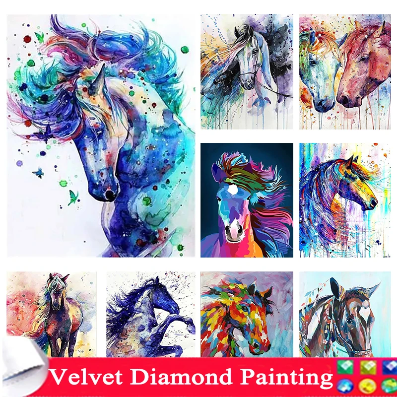 

5D алмазная живопись своими руками, лошадь, полная круглая картина, алмазная вышивка, набор для украшения интерьера 447