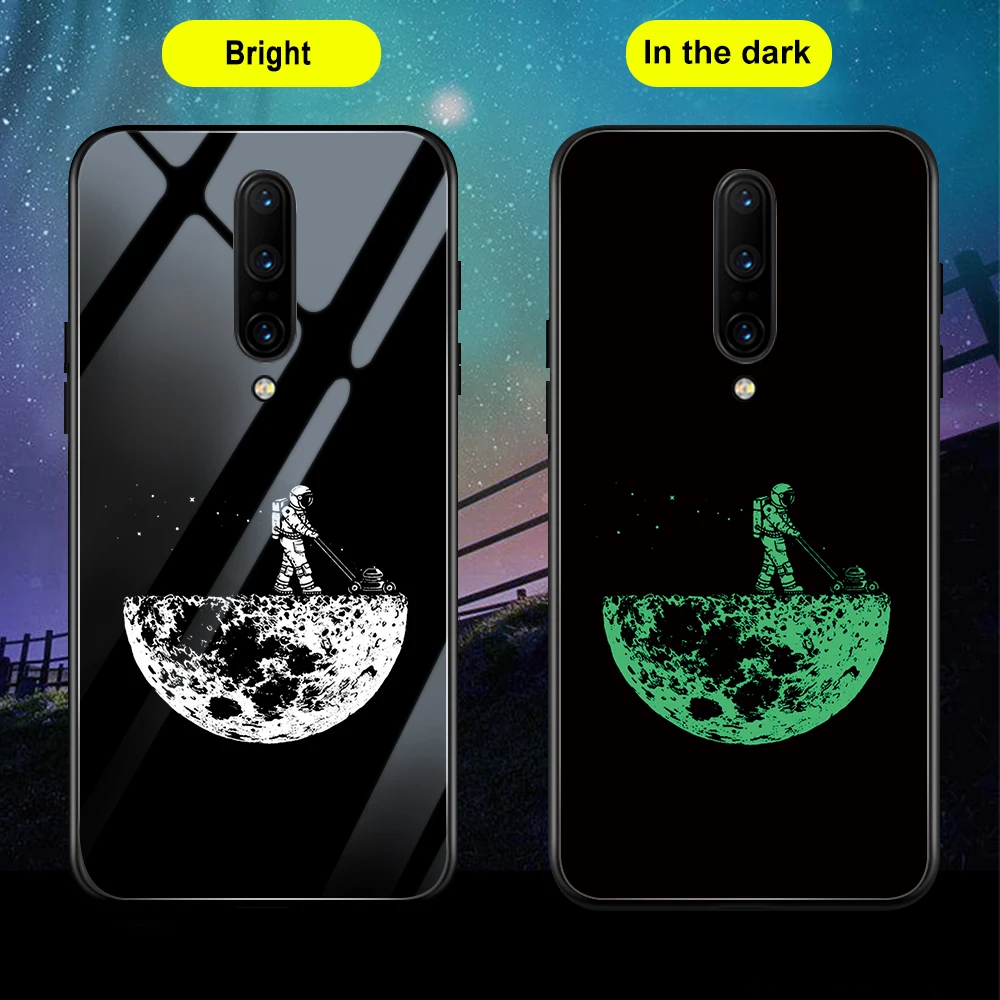 

Luxury Luminous Tempered Glass Phone Case for Oneplus 9 Pro 8 7T 7 Pro 8T 9R 9RT 5G Nord N100 N10 Capa Back Cover Fundas Shells