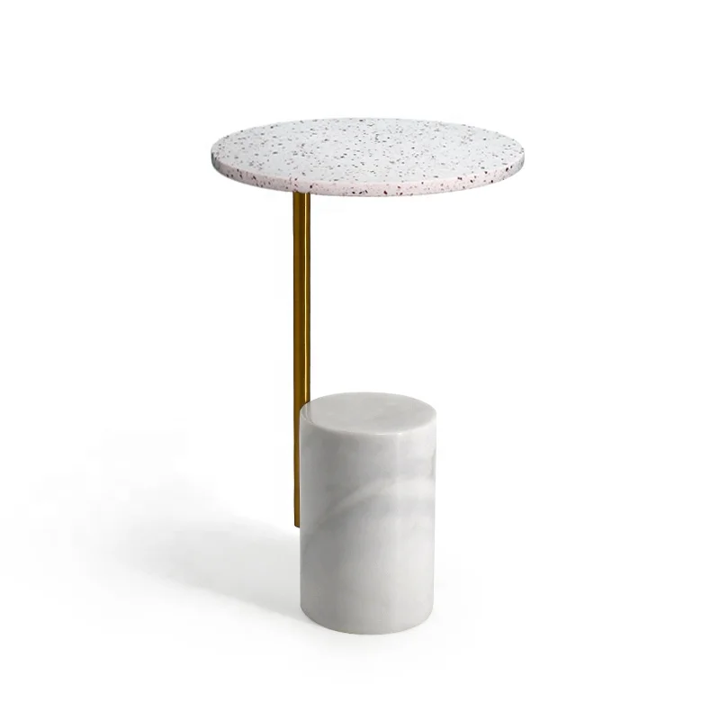 

Modern minimalist creative design marble stand round terrazzo top coffee side table