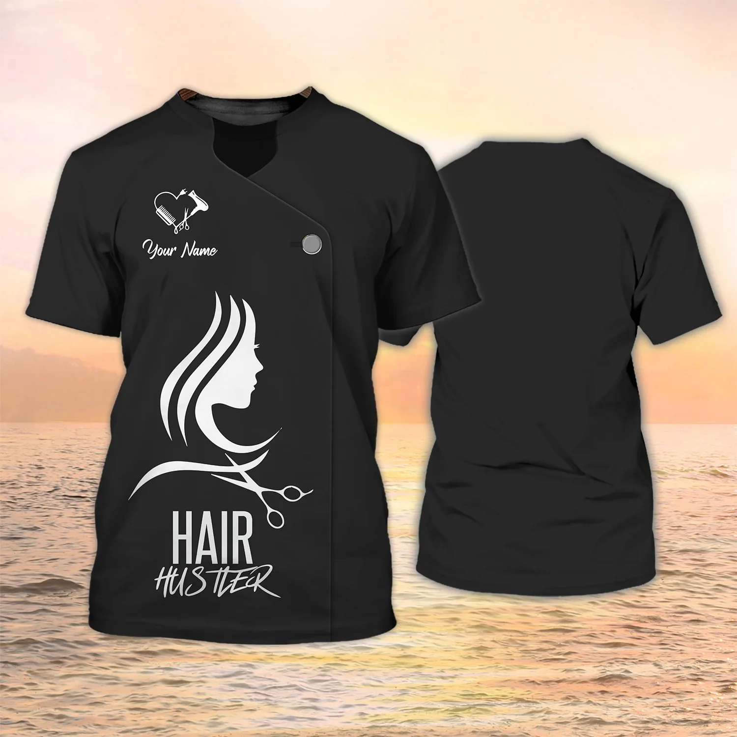 

Men's summer short sleeve T-shirt hairdresser personalized name 3D printed T-shirt Unisex Harajuku street casual sports T-shirt