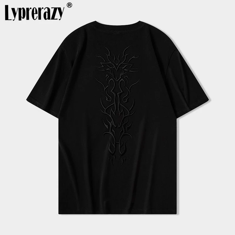 Lyprerazy Мужская футболка с вышивкой киля в китайском стиле коротким рукавом