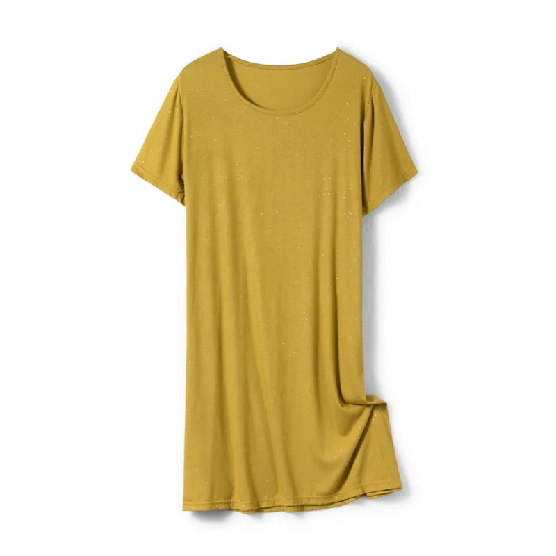 

Fdfklak Ins Sequins Modal Short Sleeve Night Dress For Women Nightgown Short Nightdress Female Sleepwear Sleepshirt
