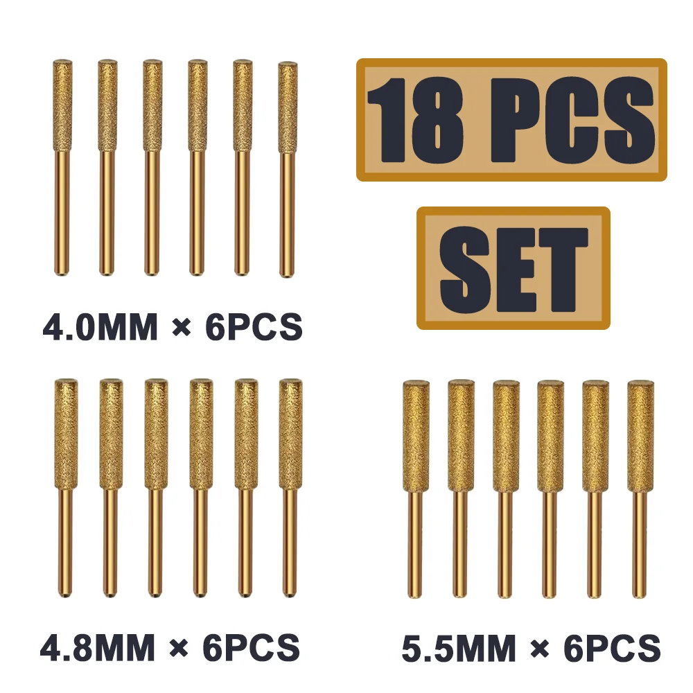 

Набор Из 18 Точилок Для Цепных Пил, Цилиндрическая Напильник С Алмазным Покрытием