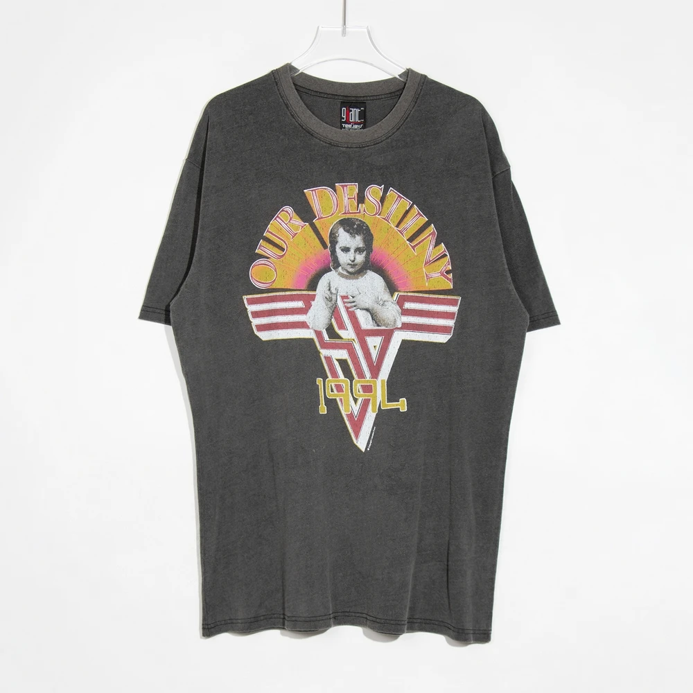 

Angel Head Print Short Sleeve High Street Vintage Washed Old T-shirt Men's and Women's Tops
