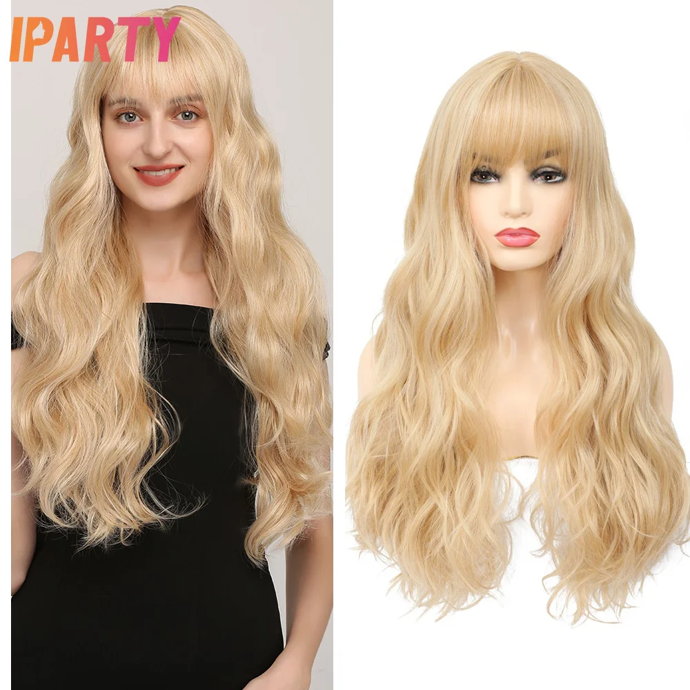 

Iparty White Women's Synthetic Machine Wigs Blonde Color Long Wavy Heat Resistant Wig Multi Size Multi Color Optional Daily