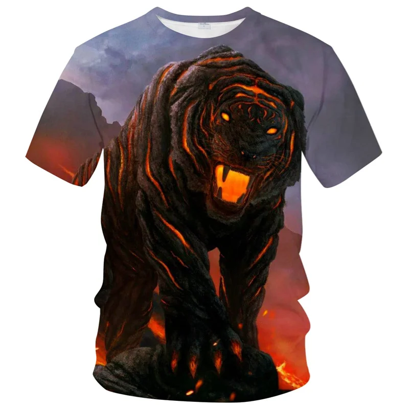 

Футболка мужская С Рисунком Тигра, крутая тенниска с 3D-принтом оленя, модная одежда с коротким рукавом в стиле Харадзюку, Забавные топы для д...