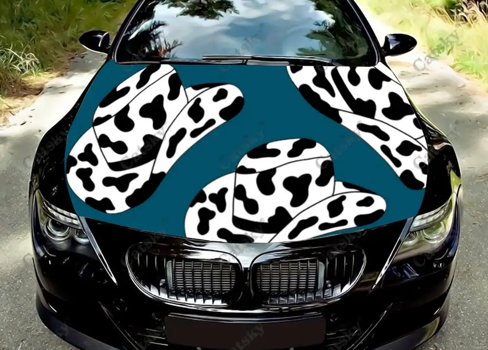 

Черно-белая виниловая наклейка на капот автомобиля с изображением коровы и пятен, пленка на крышку двигателя, наклейка, универсальный размер, защитная пленка на капот автомобиля