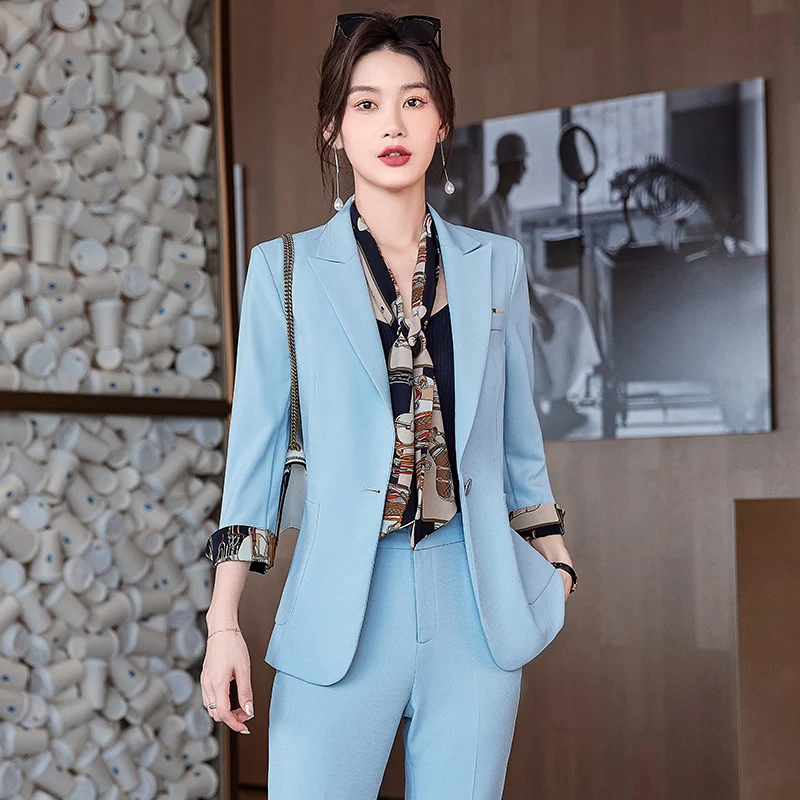 

2022 Spring And Summer New Workplace Women Temperament Ladies Suits Jacket And Pants Elegant Fashion 2 Piece Sets Clothes