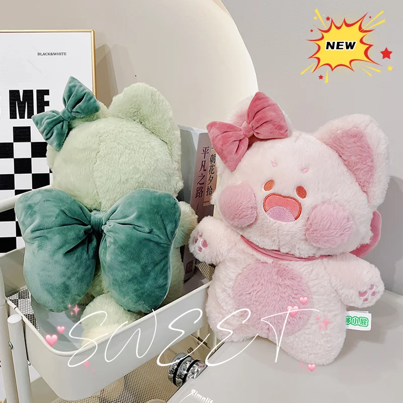 

New Bowknot Dudu Cat Doll Cute And Fun Emote Super Soft Plush Pp Cotton Filled Creative Home Decoration Girls And Children Gift