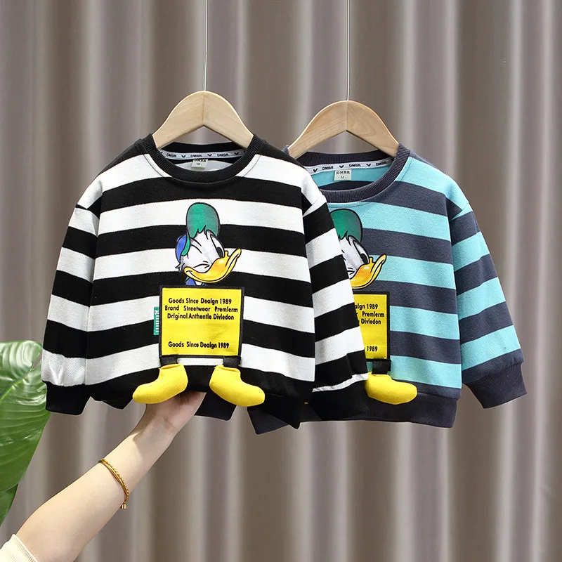 

NEW Boys Striped T-shirt Children Sweatshirt Boys Girls Spring Autumn Kids Long Sleeve Casual Outwear Teen Clothing 2-11Years