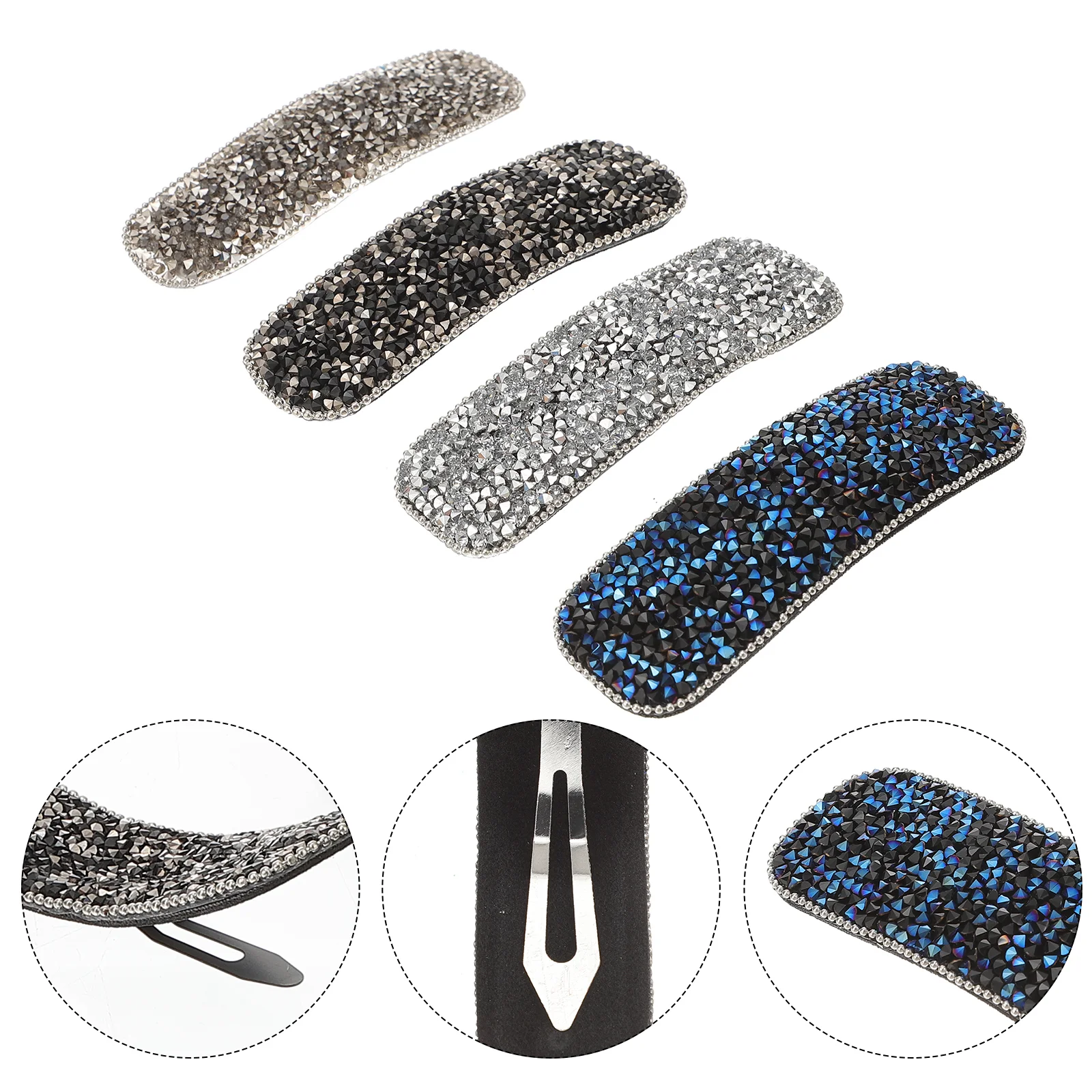 

4pcs Mixed Hair Clips Design Barrettes Square Metal Snap Hairpins for Kids