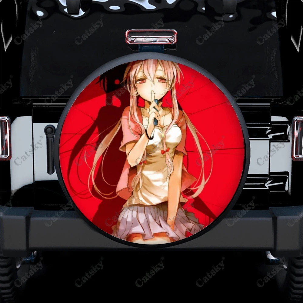 

Автомобильные аксессуары Yuno Gasai в стиле аниме Future Diary, защитный чехол для запасных шин, универсальный автомобильный чехол для шин, защитное украшение для кемпера