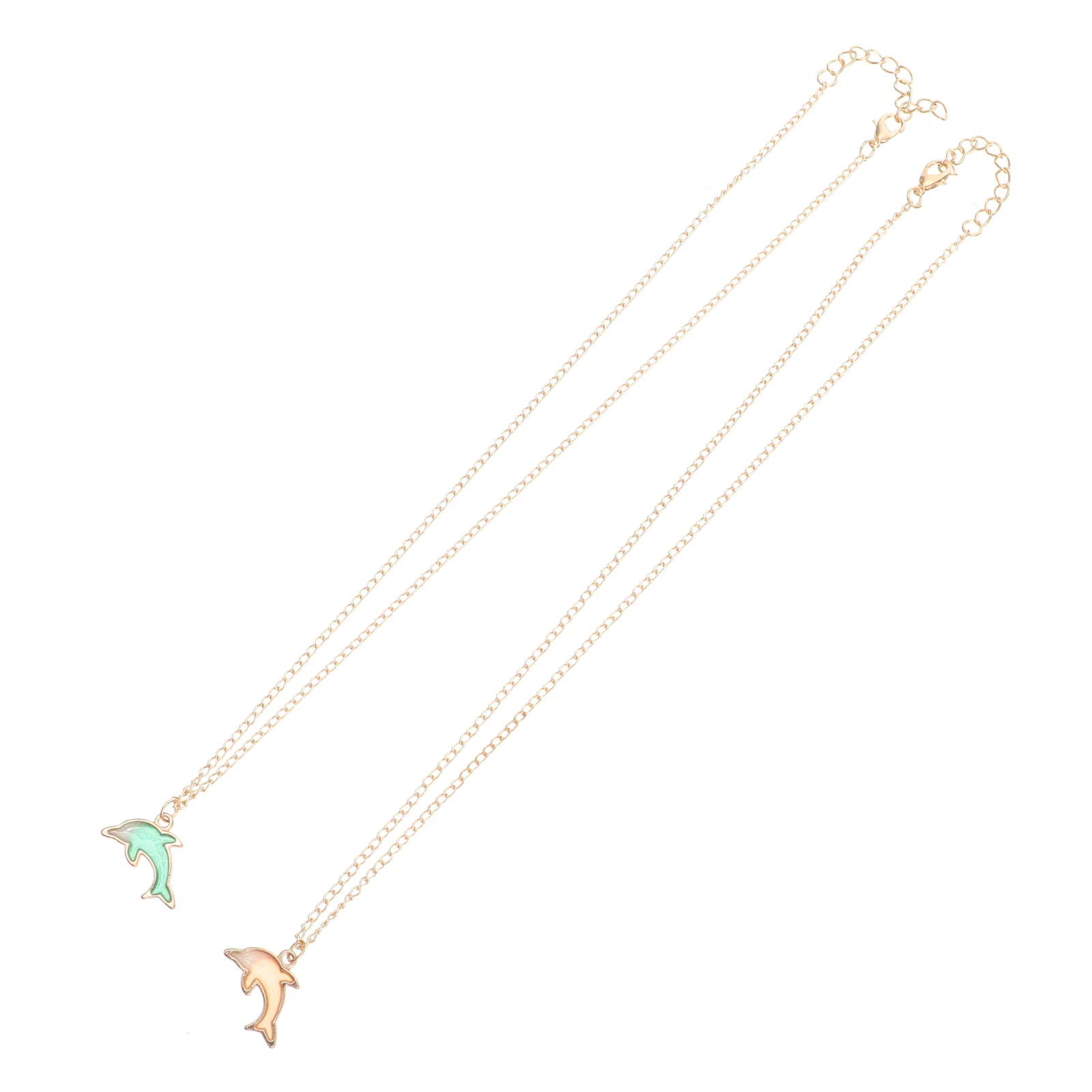 

2 Sets Little Dolphin Necklace Jewelry Zinc Alloy Small Pendant Neck Decor