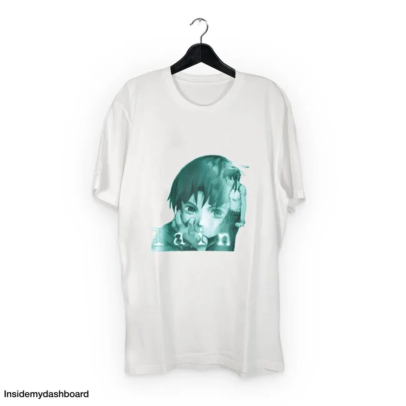 Серийные эксперименты Винтажная футболка с логотипом 90-х аниме Lain серийные