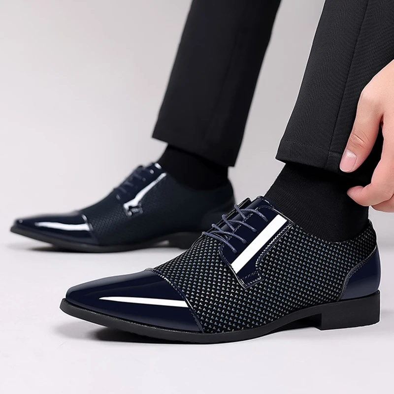 

Туфли-оксфорды мужские классические, лакированная кожа, на шнуровке, формальные, для свадьбы/Вечеринки