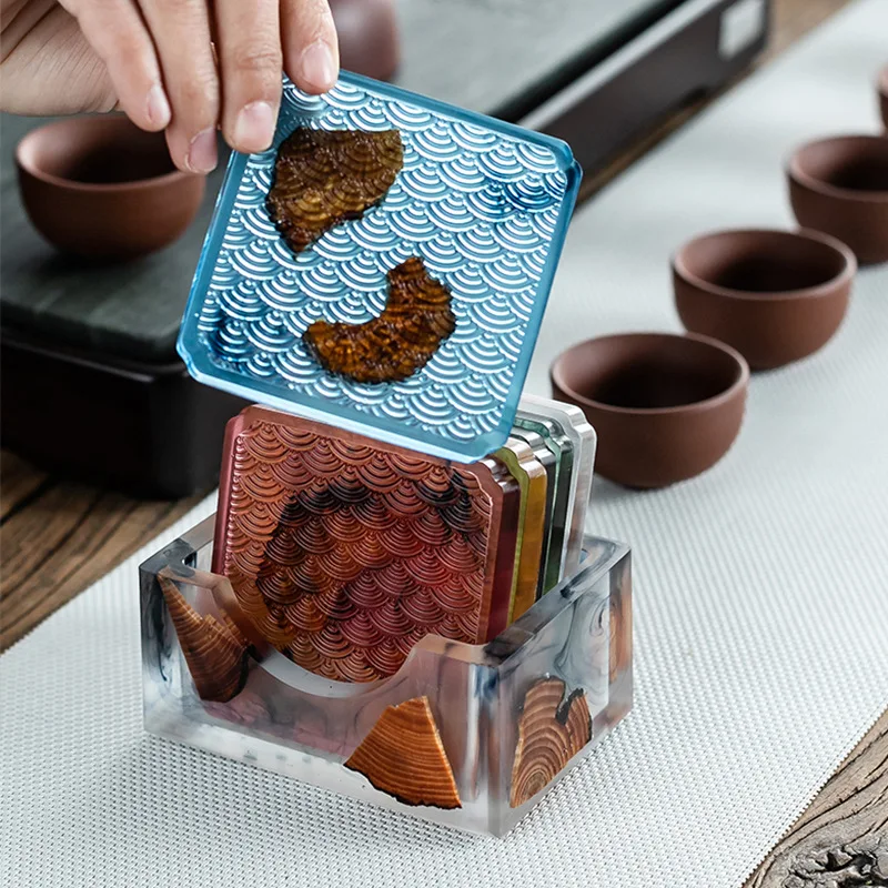 

Resin tea cup mat tea ceremony creative household tea cup insulation cup holder tea cup mat Kung Fu tea set accessories coasters