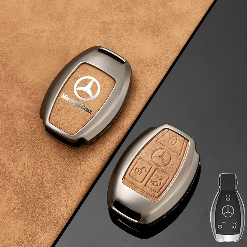 

Кожаный чехол для автомобильного ключа Zine из сплава для Mercedes Benz A B C E Class GLS GLA GLK GLC CLS CLA AMG W204 W205 W212 W463 W176