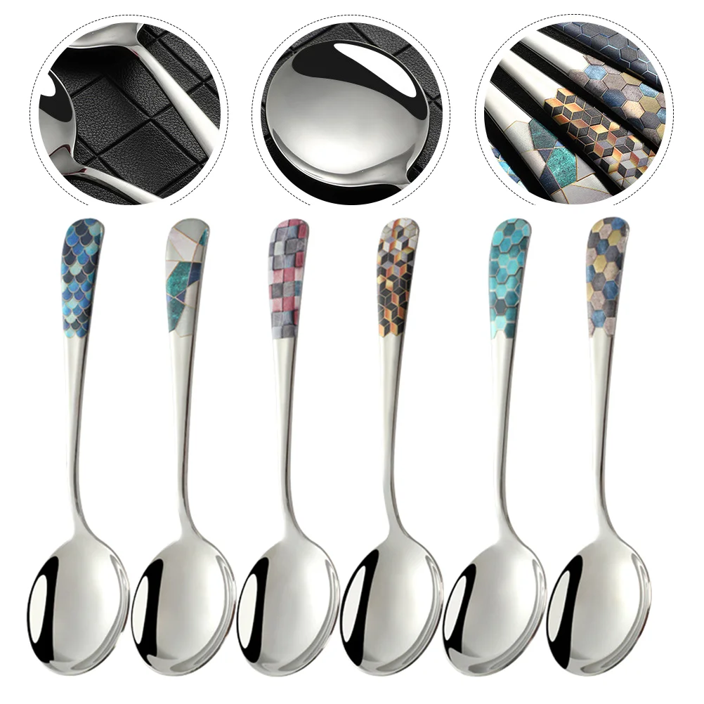 

Spoon Spoons Stainless Stirring Metal Mixing Coffee Steel Soup Ice Dessert Tea Cream Decorative Reusable Condimentdinner
