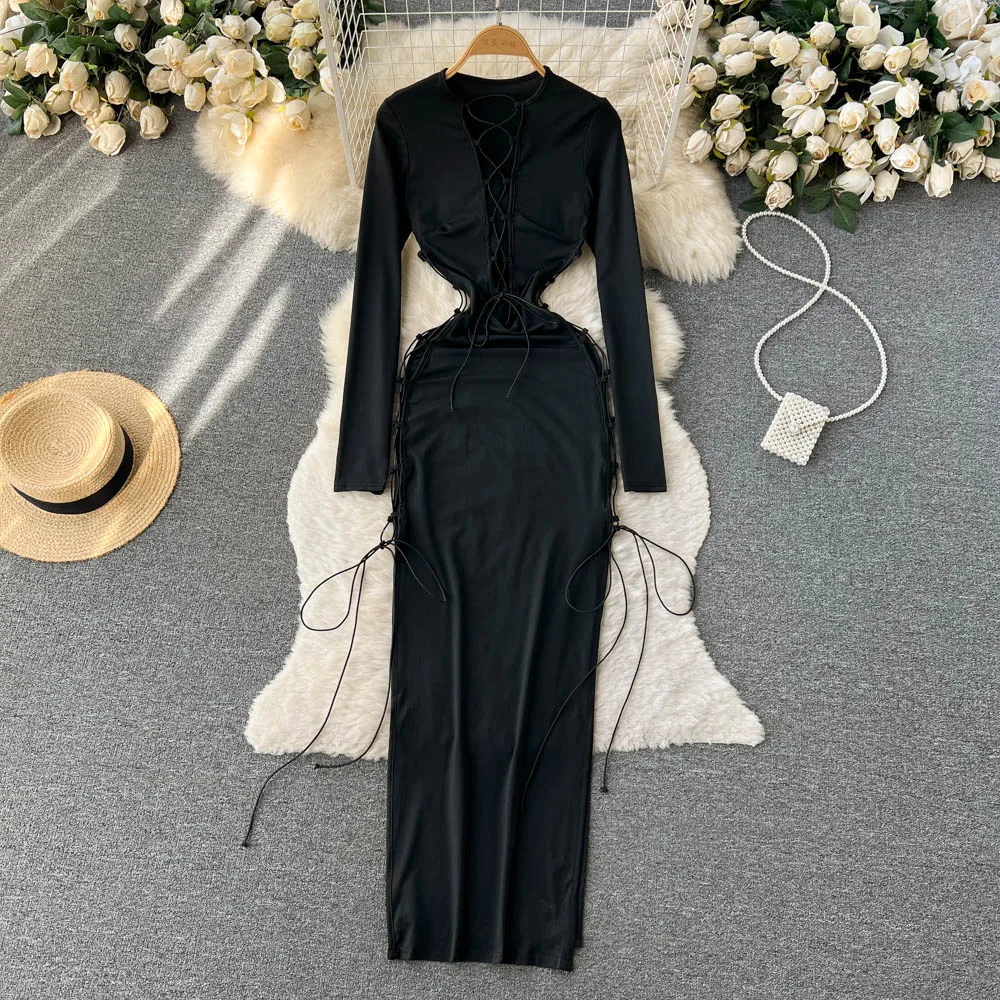 

Autumn Atmosphere Sense of Lazy Wind Loose V-neck Slim and Thin Pullover Dress Woman