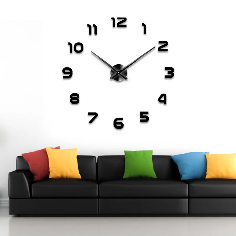 

Large size creative European style mirror clock DIY wall sticker eva wall clock simple living room silent clock