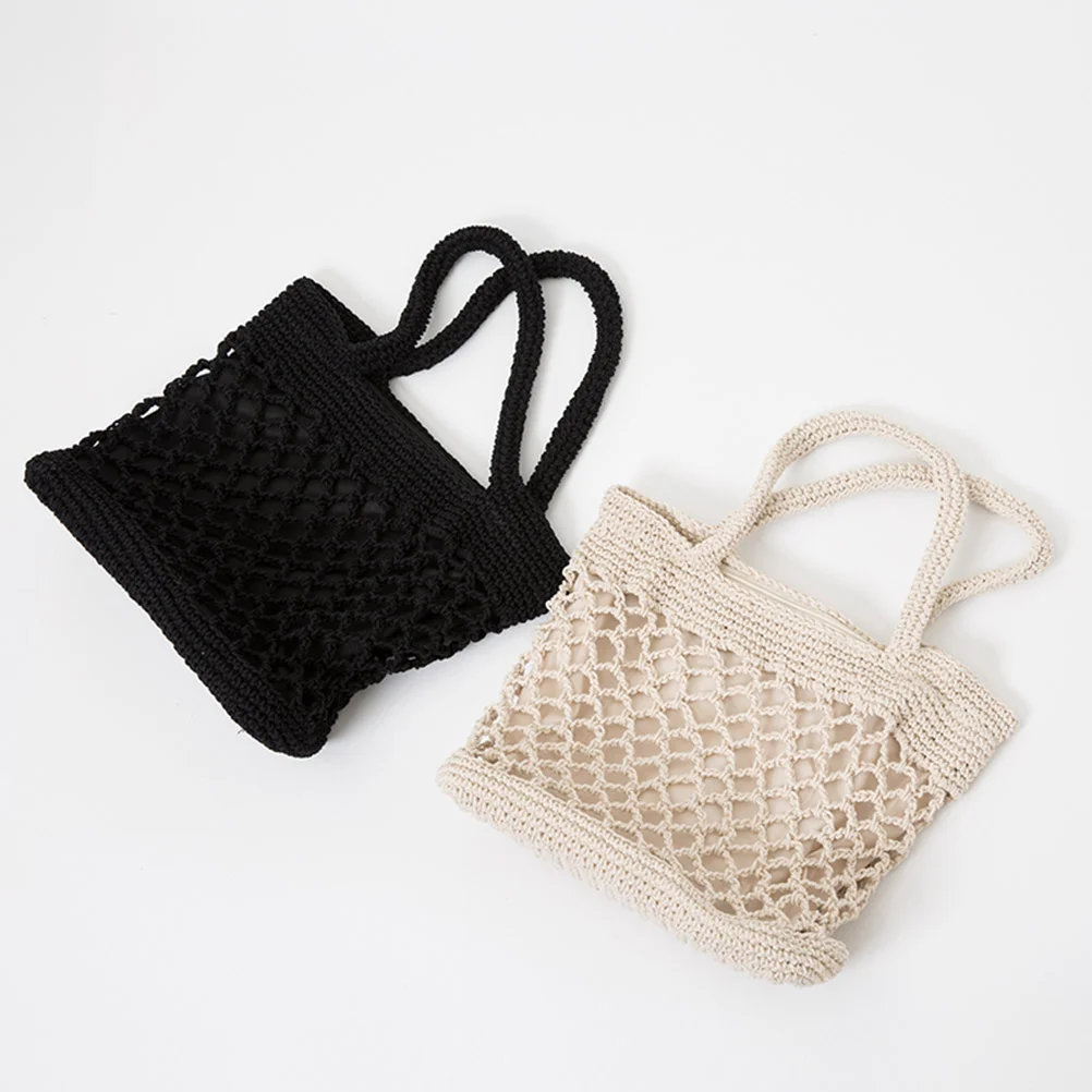 Bagshoulder Beach Bags Wovenstraw Tote Summer Crochetcotton Handbags Handbag Crossbody Messenger Shopping Hobos Crocheted Purses
