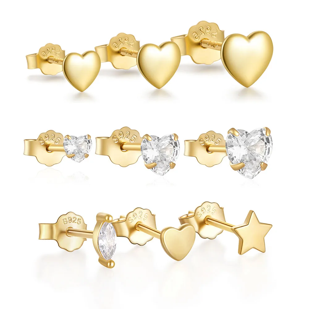 Серьги-гвоздики женские из серебра 2024 пробы в форме сердца