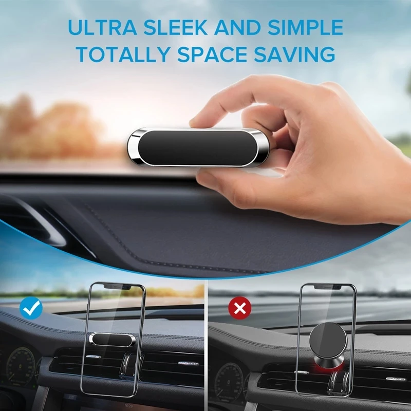 magnetic car phone holder dashboard mini strip shape stand for iphone samsung xiaomi metal magnet gps car mount for wall free global shipping