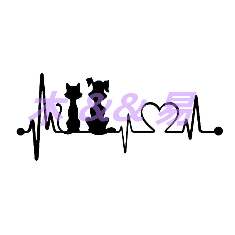 

Personality Color Picture Dog Cat Heartbeat Sticker on Car Funny Stickers and Decals Vinyl Car Styling Car Accessories PVC