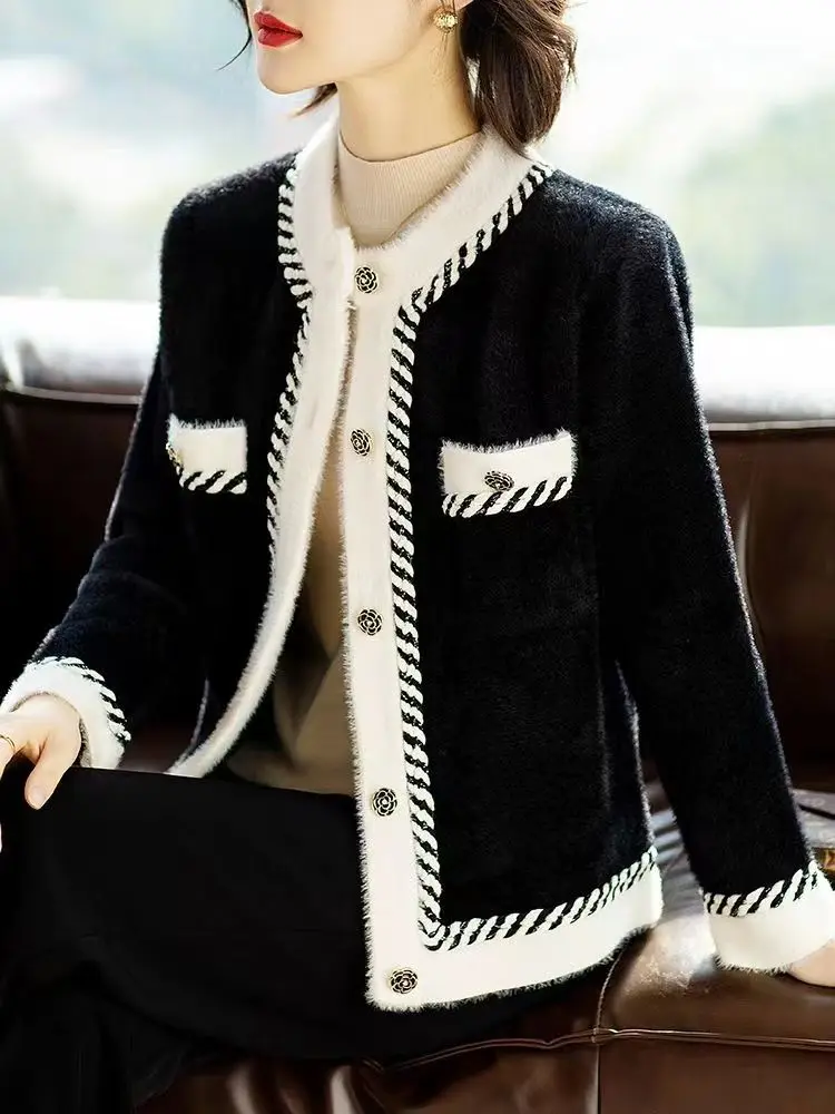 QWEEK Old Moneys французский винтажный ретро кардиган женский трикотаж модный шикарный