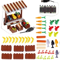 moc city accessories fruit stand building blocks food basket box container barrel military mini bricks figures toys for children