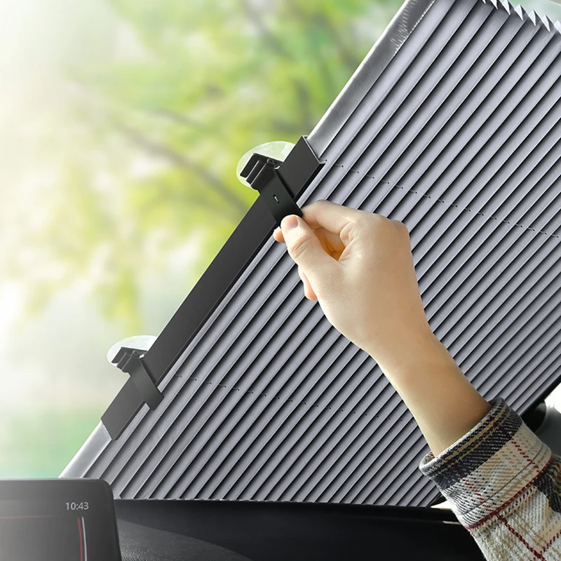 

Home Sunscreen Heat Insulation Sunshade Automatic Retractable Folding Front Windshield Sunshade Car Curtain Sunshade
