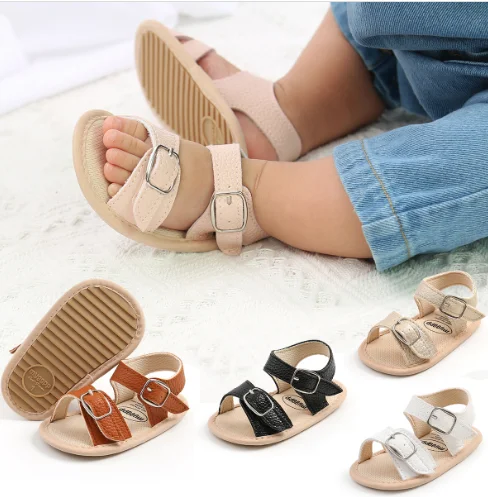 

New Infant Baby Shoes Baby Boy Girl Shoes Toddler Flats Summer Sandal Flower Soft Rubber Sole Anti-Slip Crib Shoes First Walker