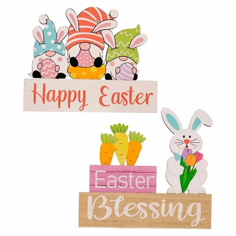 

Easter Ornaments Colorful Cute Rabbit Egg Carrot Wooden Easter Alphabet Ornament Easter Bunny Gnome Party Decorations Supplies