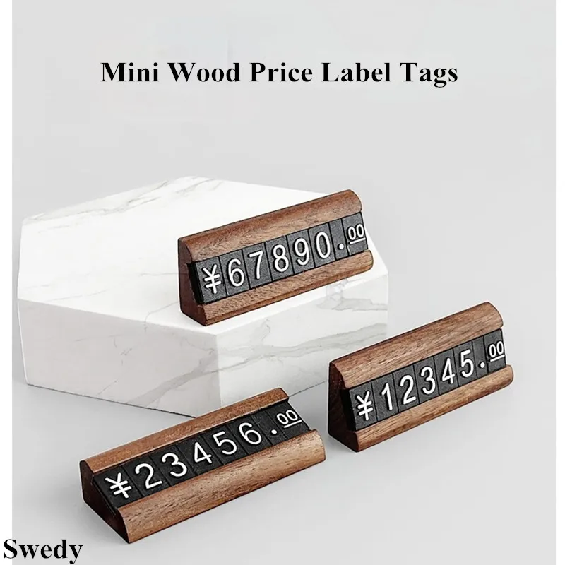 

Mini Adjustable Price Number Cube Tag For Jewelry Store Display Stand Small Wood Sign Label Card Holder