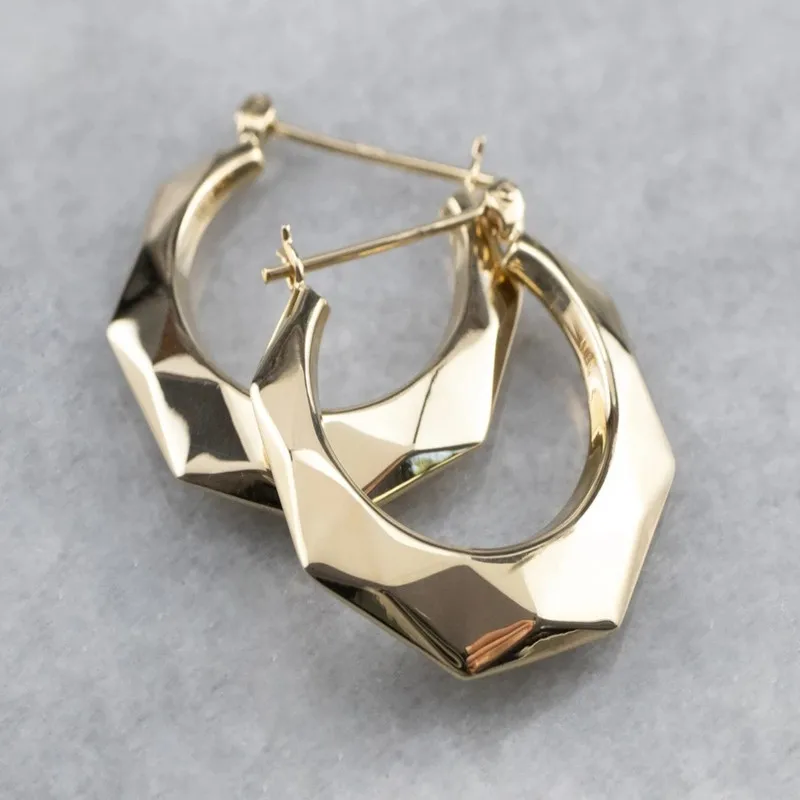 

New Fashion Geometric Polygonal Earrings European and American Exaggerated Banquet Wedding Ear Buckle Ear Clip Earrings