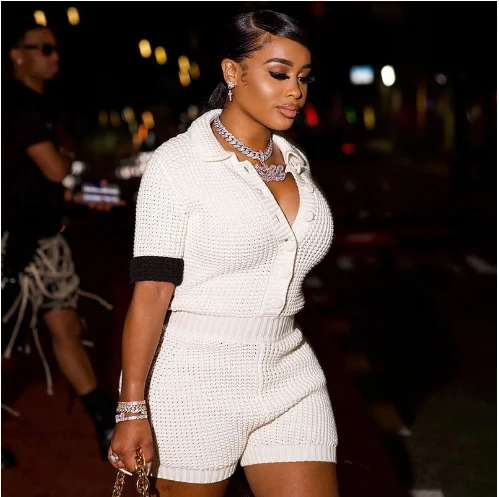 

Women's 2022 autumn new style lapel button fashion casual color contrast short sleeve one-piece shorts