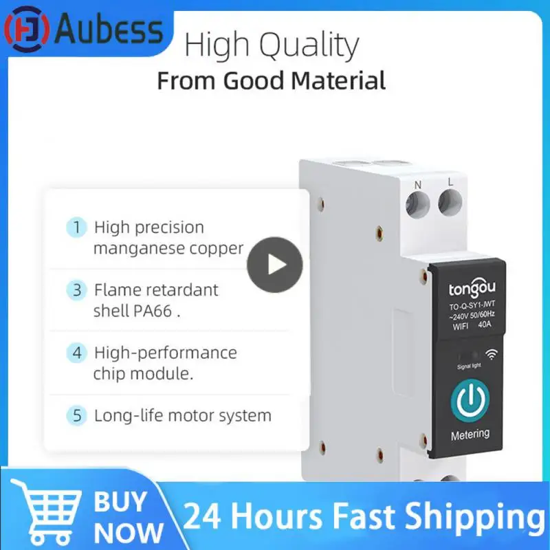 

With Metering Smart Switch By App Tongou Remote Control Switch Tuya 63a Circuit Breaker Smart Home Wifi Din Rail Wireless Switch