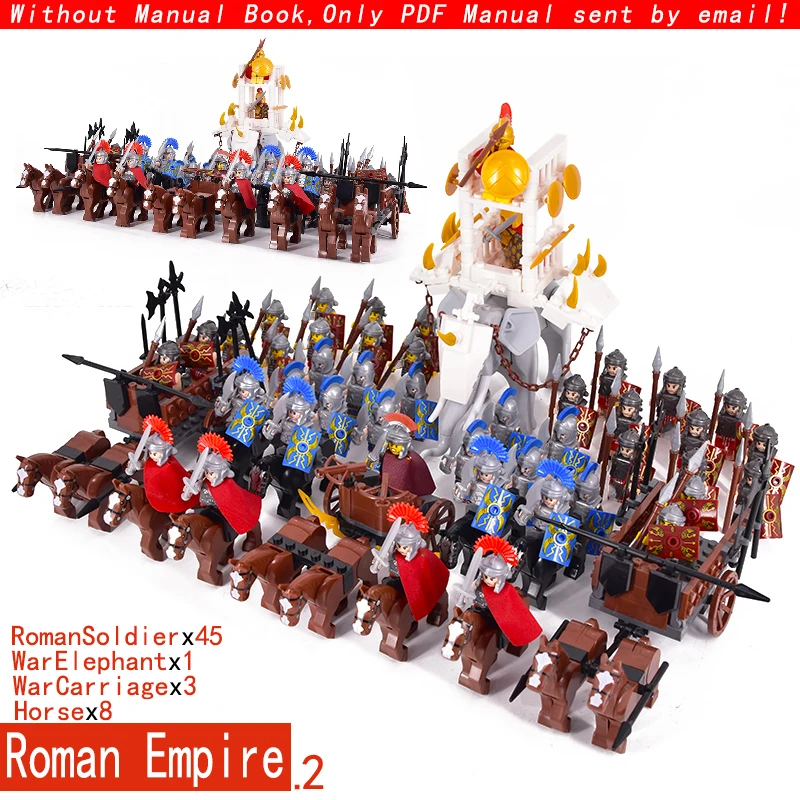 

Middle Age Roman Empire Commander War Horse Elephant Medieval Knights Group Castle Animals figures building blocks bricks Toys