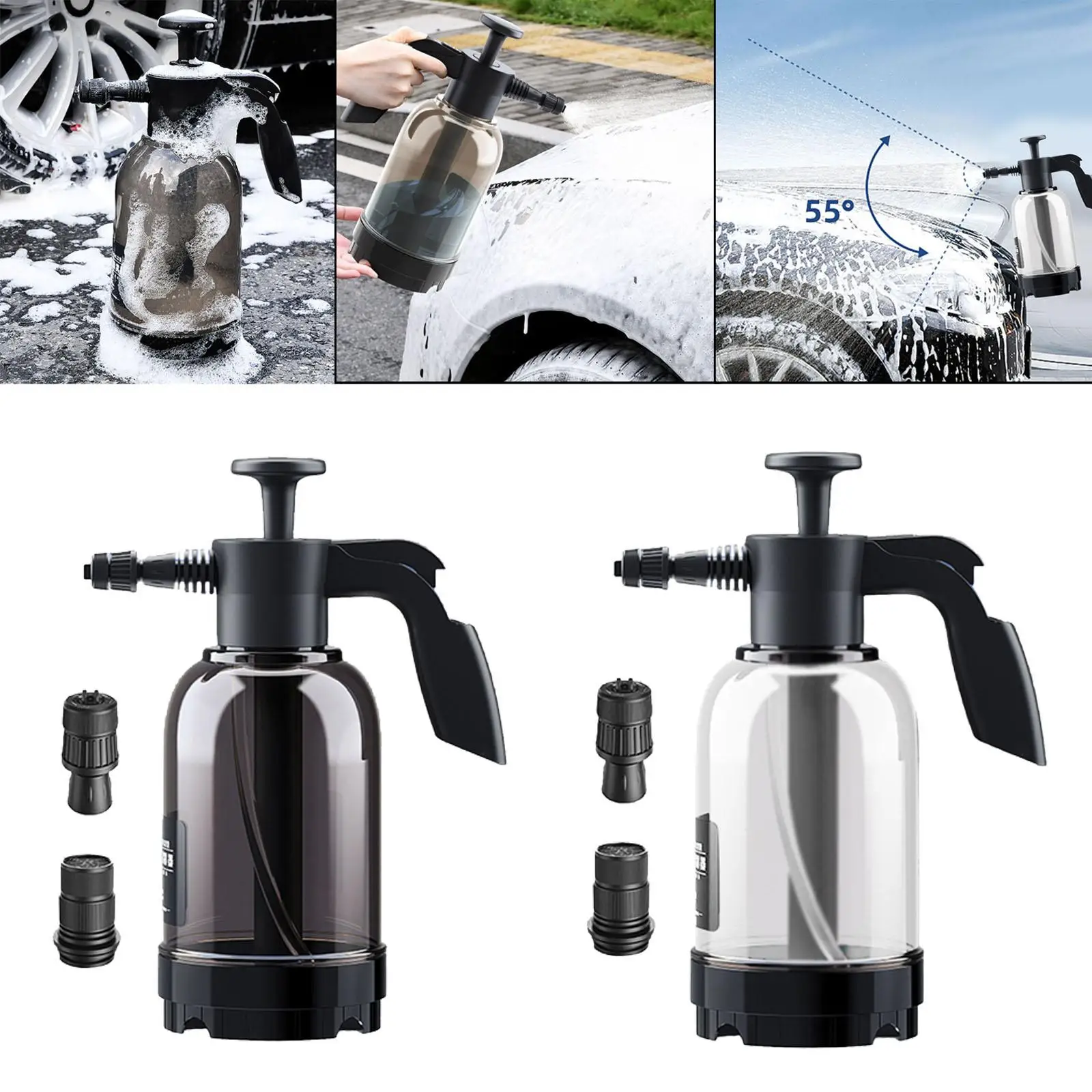 

Portable 2L Car Wash Pump Manual Foaming Sprayer for Automotive Detailing