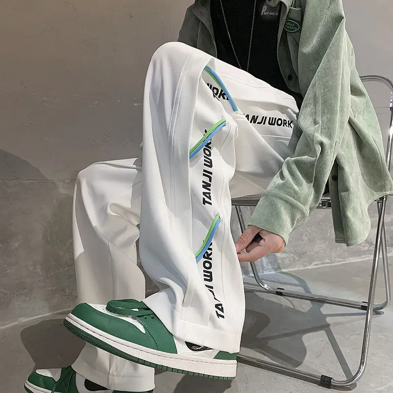 Осенние белые повседневные брюки мужские прямые брюки-гардероб в гонконгском