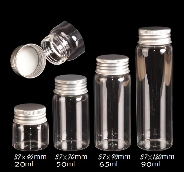 

Pack of 4 pcs Glass Bottles Aluminum Cap Sealed Transparent Wishing Bottle Creative Incense Container
