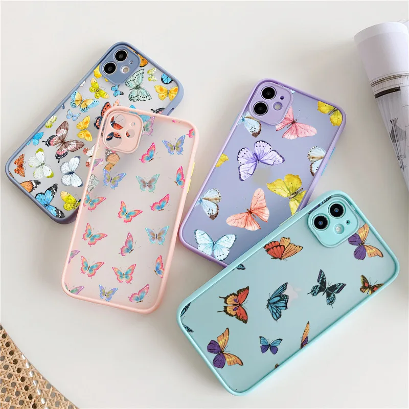 

Cute 3D Relif Butterfly phone Case For iphone 11 Pro Max XR Xs Max Case silicone For iphone SE 7 8 Plus 12 13 pro max mini Cover