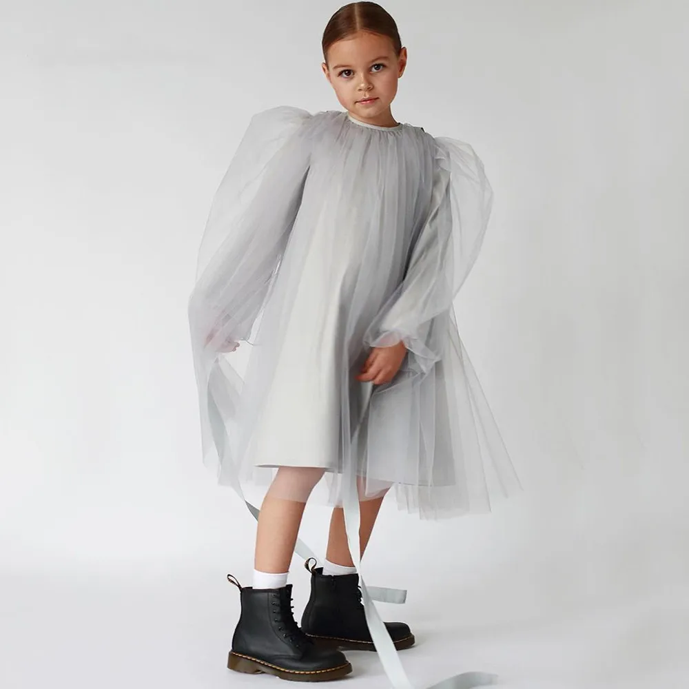 

Long Puffy Sleeves Princess Flower Girl Dresses Kid Birthday Pageant Robe De Demoiselle Oversize Kid Cloth