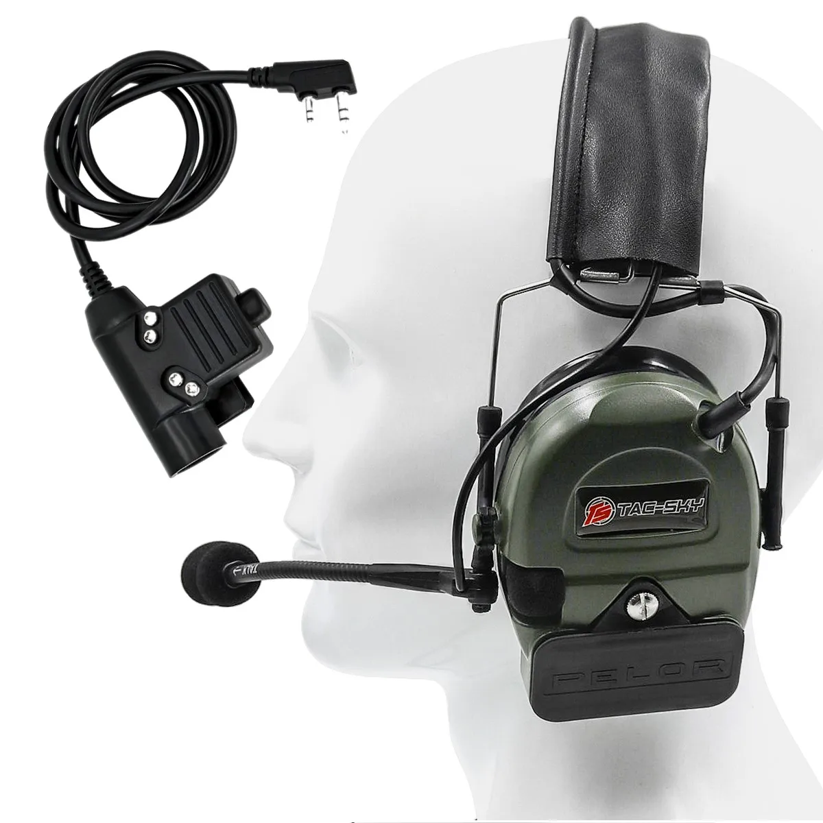 TAC-SKY COMTAC I Silicone Earmuffs Hunting Sports Noise Reduction Military Tactical Headset + Tactical Headset Adapter U94 Ptt