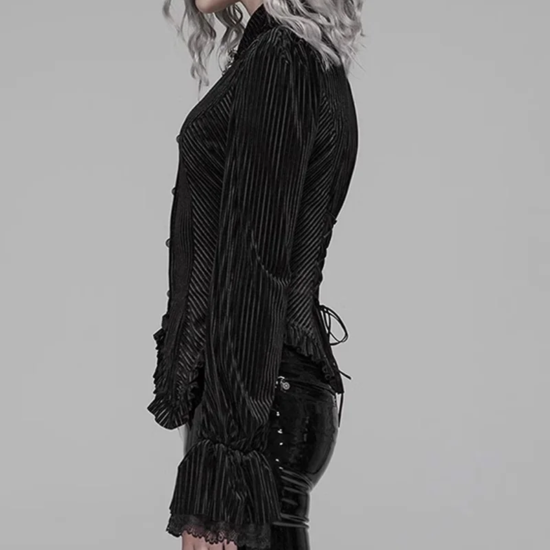Женская приталенная бархатная рубашка Готическая Облегающая в стиле панк с