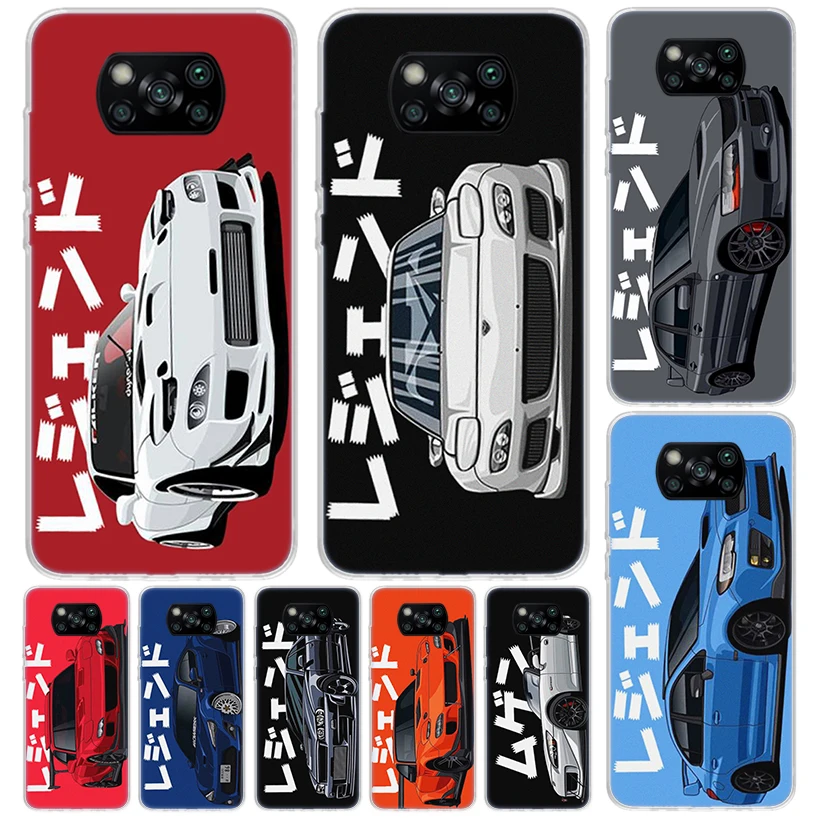 JDM Tokyo Drift Sports Car Cover For Xiaomi Poco X3 X4 NFC M3 M2 M4 Pro Phone Case F3 F2 F1 Mi Note 10 Lite A3 A2 A1 CC9 Print C